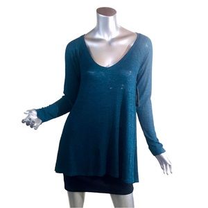 A.n.a A New Approach Small Tunic Top Ribbed Deep Teal Blue New With Tags